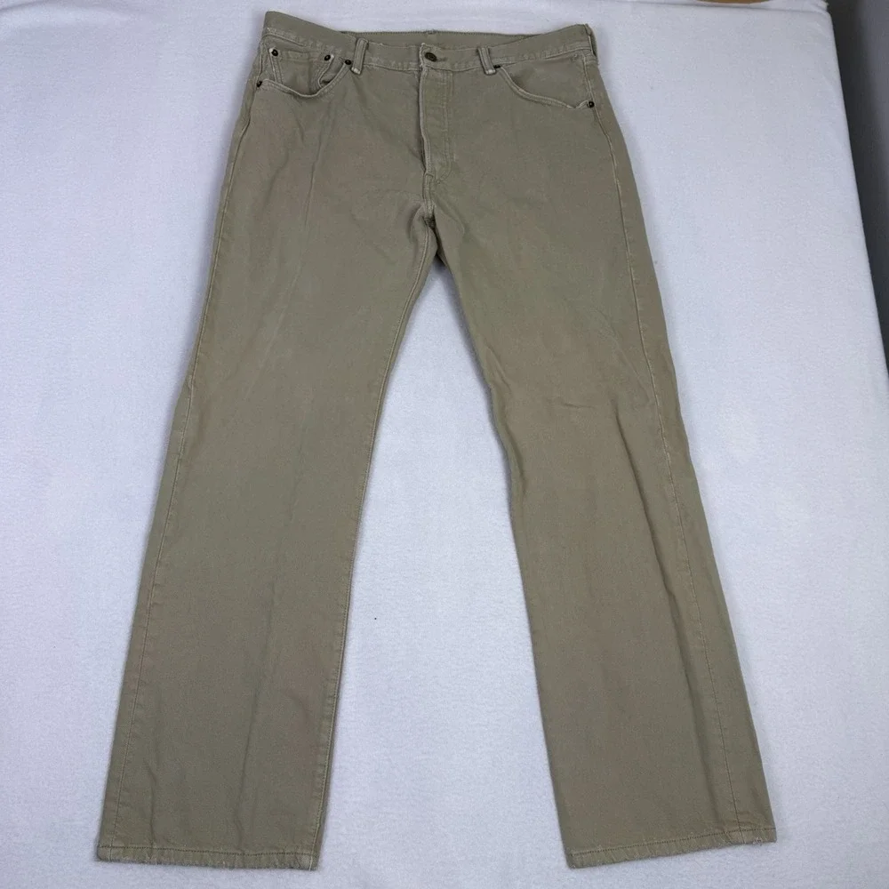 Vtg Levi's 501 Tan Khaki Twill Jeans Made in USA Mens 36x32 Button‎ Fly
